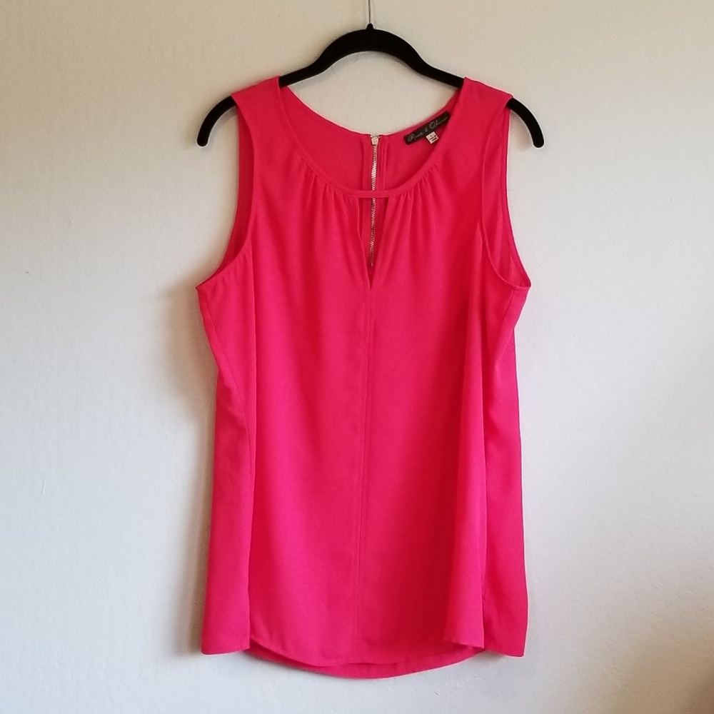 Rose & Olive hot pink sleeveless top w/ back zip